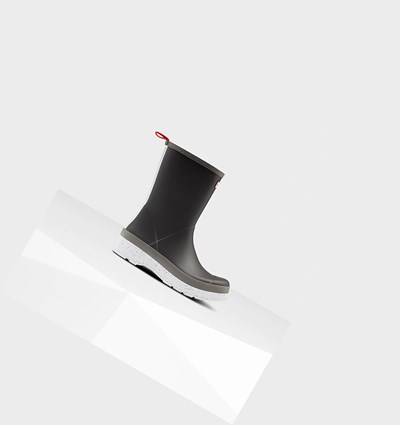 Black / Grey Hunter Original Mid-Height Speckle Rain Men's Play Boots | 753KRDLZA