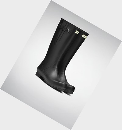 Black Hunter Norris Field Side Adjustable Men's Rain Boots | 054KVOIGU