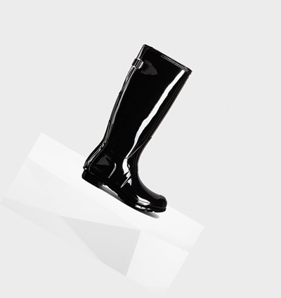 Black Hunter Original Back Adjustable Gloss Women's Rain Boots | 238KCIQHF