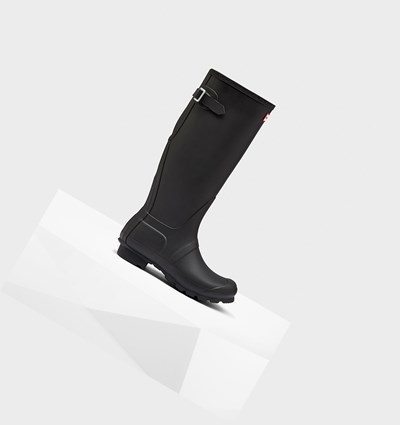 Black Hunter Original Back Adjustable Women's Rain Boots | 846TRBMEU