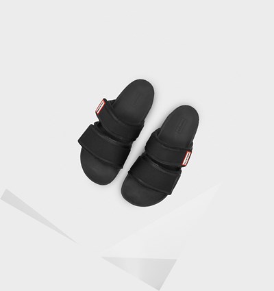 Black Hunter Original Double Strap Women's Slides | 692IPQCYS