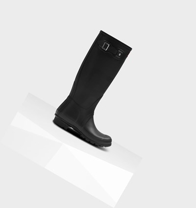 Black Hunter Original Exploded Logo Texture Women's Rain Boots | 795EHSWLT