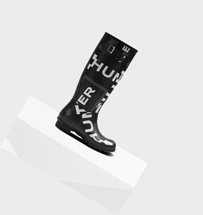 Black Hunter Original Exploded Logo Women's Rain Boots | 381LKNQWF