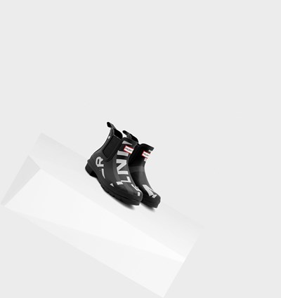 Black Hunter Original Exploded Logo Women's Chelsea Boots | 841HZADKY