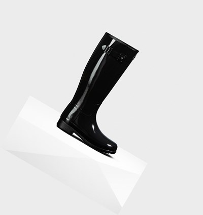 Black Hunter Original Refined Gloss Women's Rain Boots | 296NMWAKR