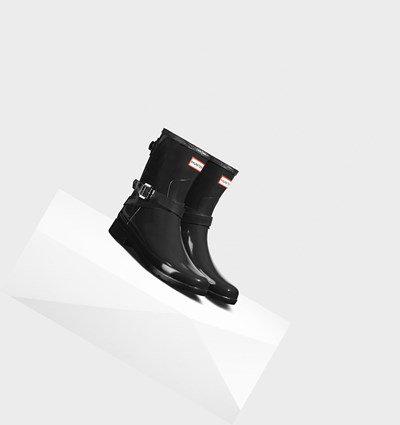 Black Hunter Refined Adjustable Gloss Women's Rain Boots | 126ZKGDCP