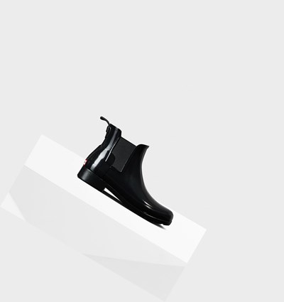 Black Hunter Refined Gloss Slim Fit Women's Chelsea Boots | 412YPCJOS