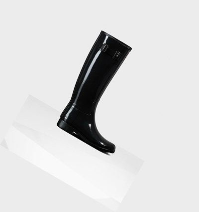 Black Hunter Refined Slim Fit Gloss Women's Rain Boots | 329YABDFC