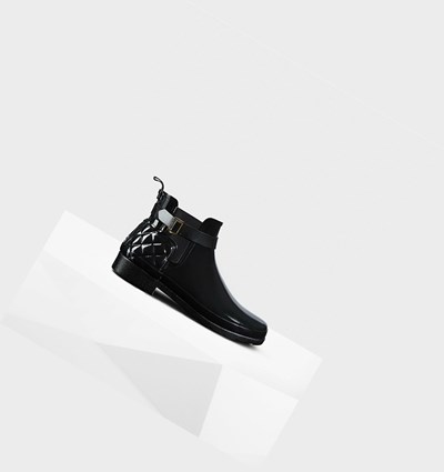 Black Hunter Refined Slim Fit Quilted Gloss Women's Chelsea Boots | 457GQUPRT