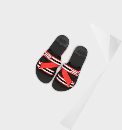 Black / White / Red Hunter Original Flatform Beach Women's Slides | 148YDHLRT