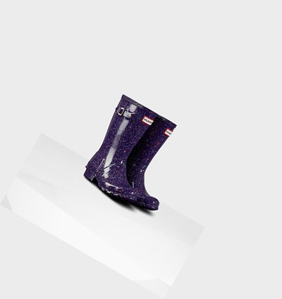 Blue Purple Hunter Original Big Giant Glitter Kids' Rain Boots | 430YLAVZN