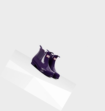 Blue Purple Hunter Original Big Gloss Kids' Chelsea Boots | 571MPQFZT