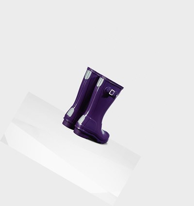 Blue Purple Hunter Original Big Gloss Kids' Rain Boots | 956AGNIQS