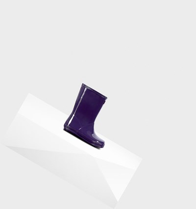 Blue Purple Hunter Original First Classic Gloss Kids' Rain Boots | 496HMWLFG