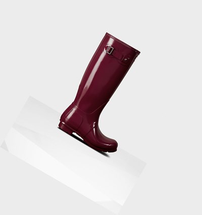 Claret / Red Hunter Original Gloss Women's Rain Boots | 912SUDCKP