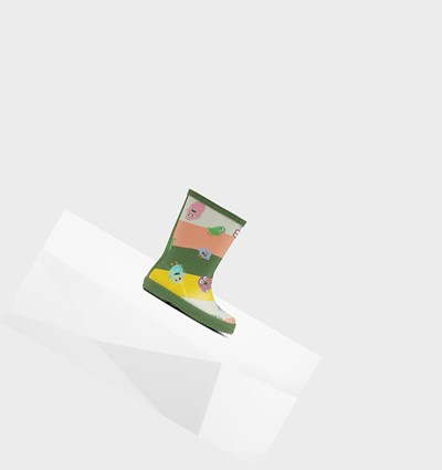 Green Hunter Original First Classic Scribble Print Kids' Rain Boots | 850CBLJIN