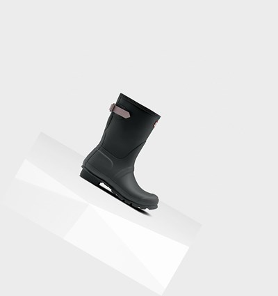 Green / Purple Hunter Original Back Adjustable Women's Rain Boots | 127SNUHME
