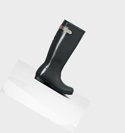 Green / Purple Hunter Original Back Adjustable Gloss Women's Rain Boots | 968DQXERT