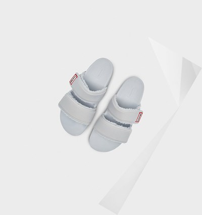 Grey / Blue Hunter Original Double Strap Women's Slides | 243JZGOUB