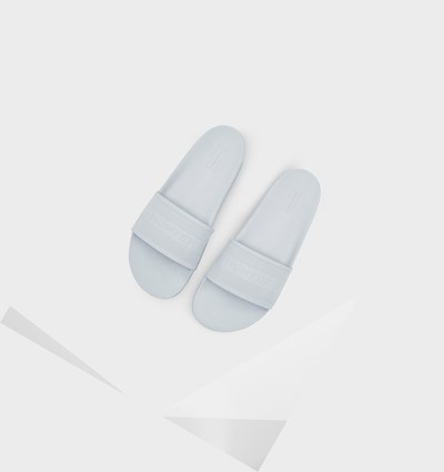 Grey / Blue Hunter Original Elastic Women's Slides | 853JWLXBA