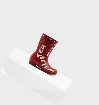 Grey Red Hunter Original Exploded Logo Women's Rain Boots | 521FPHUJG