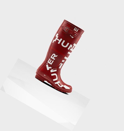 Grey Red Hunter Original Exploded Logo Women's Rain Boots | 538POBGRX