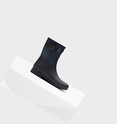 Navy / Black Hunter Refined Texture Block Slim Fit Women's Rain Boots | 402YIJTAC