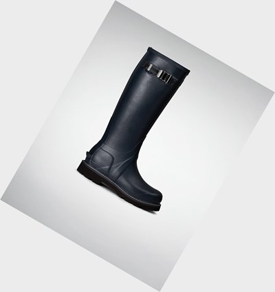 Navy Hunter Balmoral Poly-Lined Women's Rain Boots | 498CZAJOT