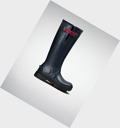 Navy Hunter Balmoral Side Adjustable 3Mm Neoprene Women's Rain Boots | 617SCRMQY