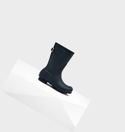 Navy Hunter Original Back Adjustable Women's Rain Boots | 074ZNJUXS