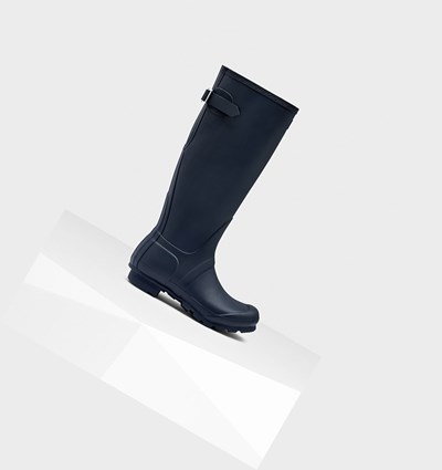 Navy Hunter Original Back Adjustable Women's Rain Boots | 650XYANUB