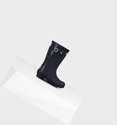 Navy Hunter Original Big Gloss Kids' Rain Boots | 623NFXRST
