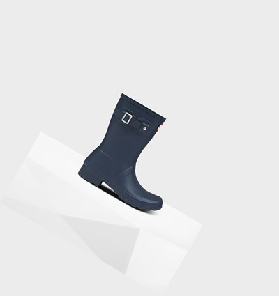Navy Hunter Original Tour Foldable Women's Rain Boots | 406CNKWED