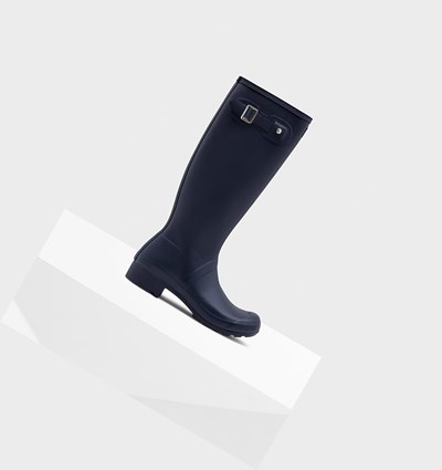 Navy Hunter Original Tour Foldable Women's Rain Boots | 639QBJZKA