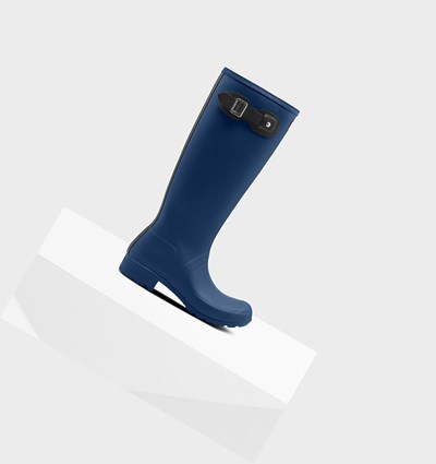 Navy Hunter Original Tour Foldable Women's Rain Boots | 934SBYPCO