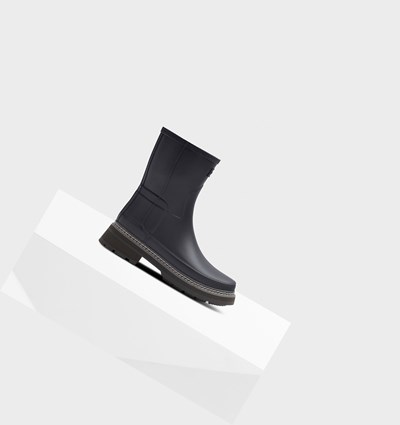 Navy Hunter Refined Stitch Detail Women's Rain Boots | 079JCNYME