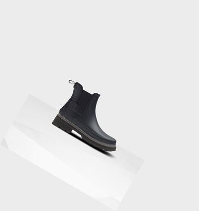 Navy Hunter Refined Stitch Detail Women's Chelsea Boots | 726UCSHKV