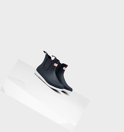Navy / White Hunter Original Flat Heel Calendar Sole Women's Chelsea Boots | 718PAOLDC