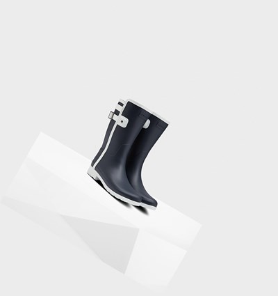 Navy / White Hunter Refined Slim Fit Contrast Women's Rain Boots | 945QUIRHM