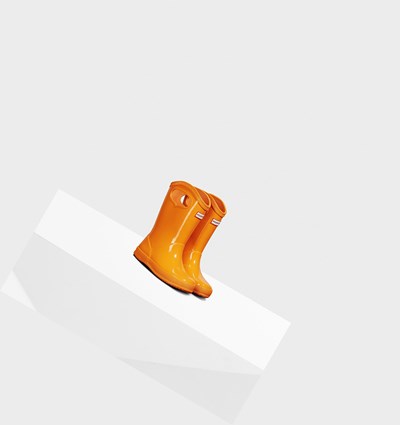 Orange Hunter Original First Classic Grab Handle Gloss Kids' Rain Boots | 607LXWVPE