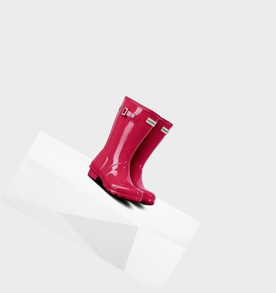 Pink Hunter Original Big Gloss Kids' Rain Boots | 728QSOGFA