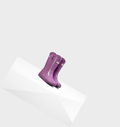 Purple Hunter Original First Classic Grab Handle Gloss Kids' Rain Boots | 359QUGRMZ