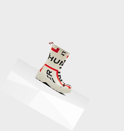 White Hunter Original Mid-Height Exploded Logo Rain Men's Play Boots | 508LMBRPO