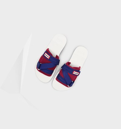 White / Red / Blue Hunter Original Flatform Beach Women's Slides | 649YKMOEP