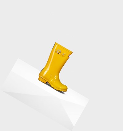 Yellow Hunter Original Big Gloss Kids' Rain Boots | 607CUNZYH