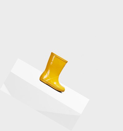 Yellow Hunter Original First Classic Gloss Kids' Rain Boots | 251ZSJIKD