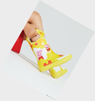 Yellow Hunter Original First Peppa Pig Grab Handle Kids' Rain Boots | 249ZURFMI